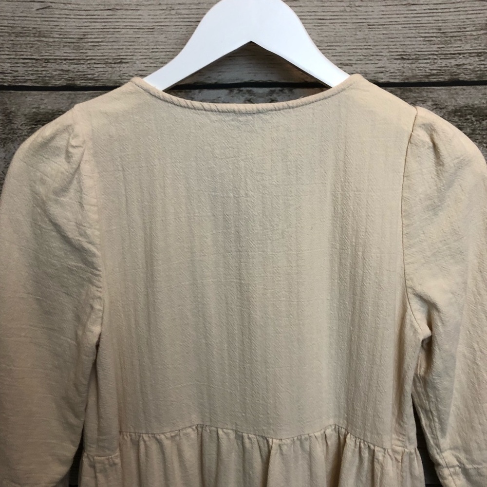 Rachel Oatmeal Cottage Core Button Up Midi Dress - Picture 16 of 16